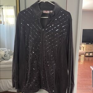 Quacker Factory Charcoal Jacket with Sequins